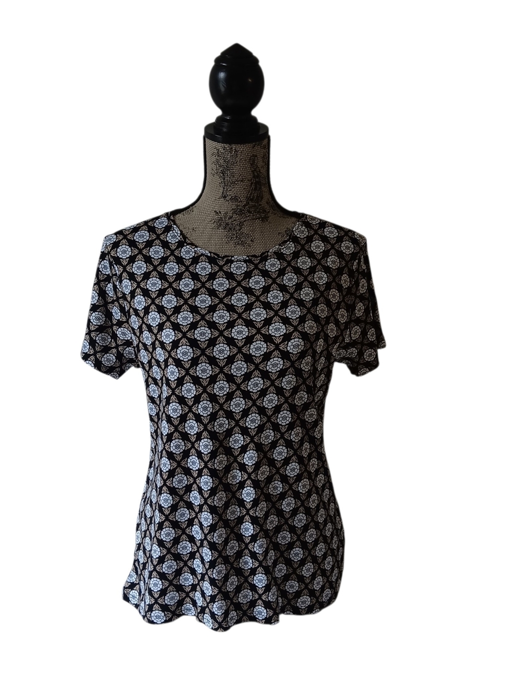 Croft & Barrow women's multicolored floral print short sleeve top size PM
